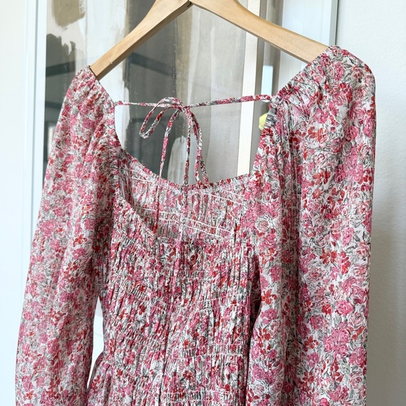 LUCY PARIS Women's Floral Long Sleeve Smocked Blouse Size M Multicolor Spring - Picture 7 of 12